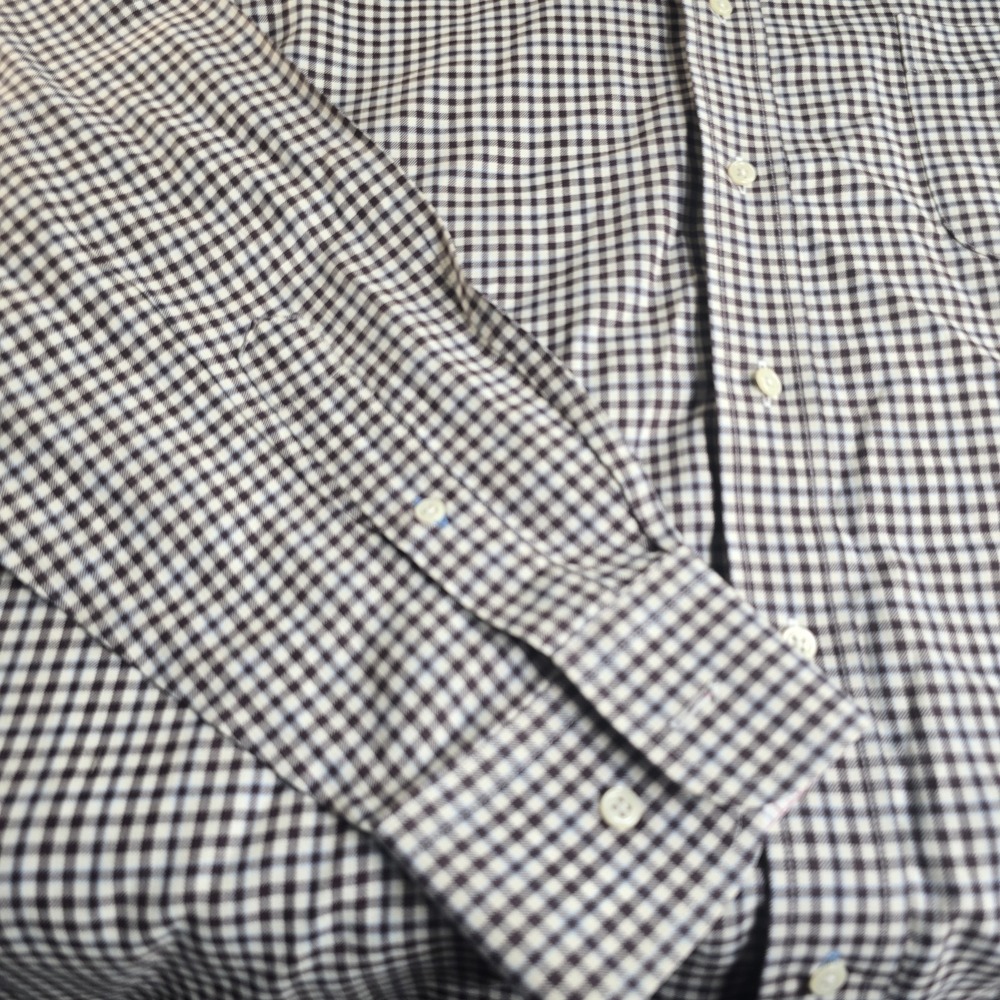 J.McLaughlin Men's XL Brown Blue Plaid 100%Cotton Button Down Pocket Long Sleeve - Picture 11 of 12